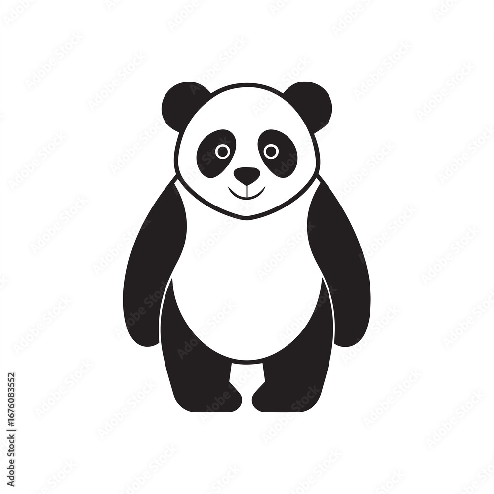 Naklejka premium Minimal panda silhouette vector icon on a white background.