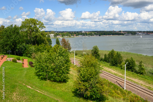 Fototapeta Naklejka Na Ścianę i Meble -  View of Lake Niegocin from the observation tower. Gizycko, Poland