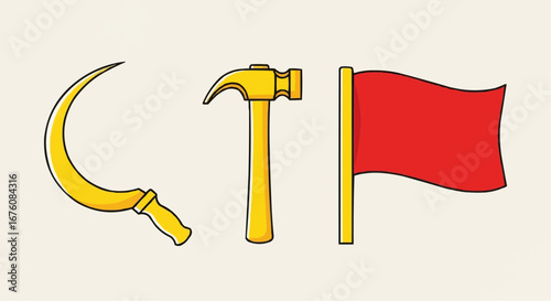 Hammer, Sickle, and Red Flag