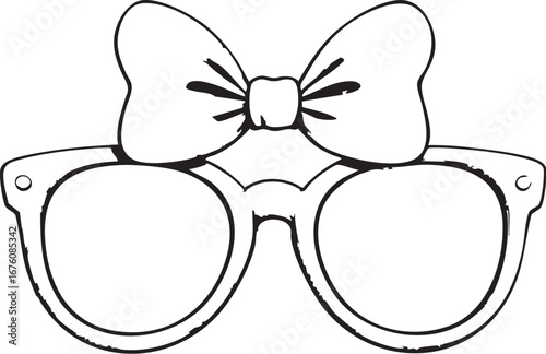 Fashionable Eyeglasses with a Stylish Bowtie on Top - Vector