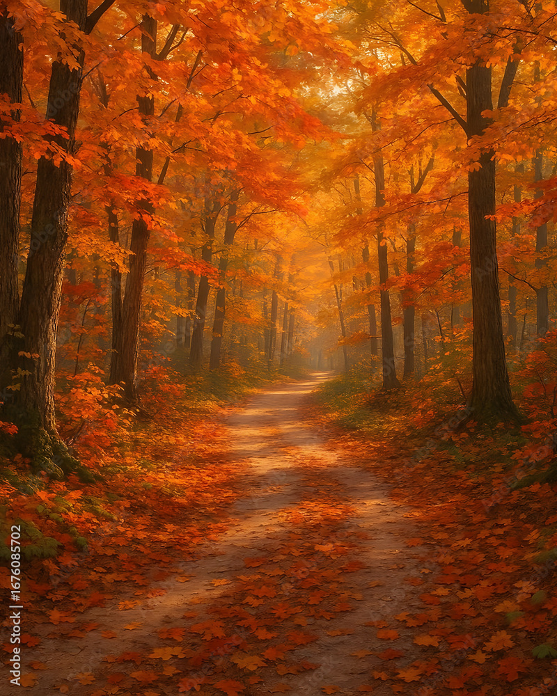 Fototapeta premium autumn forest in the morning