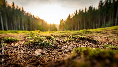 close up photo of the ground with a forest in the background