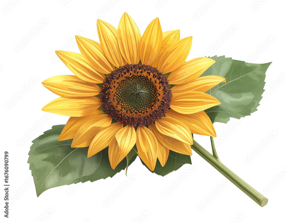 Naklejka premium A vibrant and detailed image of a pressed sunflower, professionally isolated on a white backdrop, suitable for a variety of botanical-themed design applications.