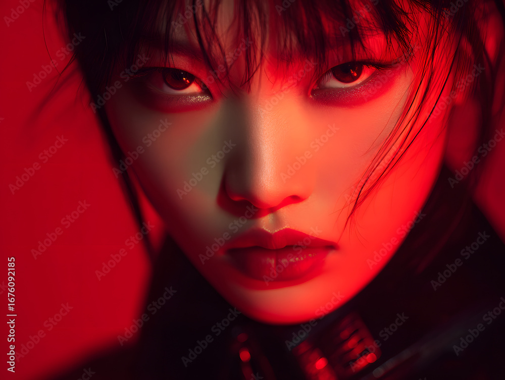 Fototapeta premium Futuristic fashion photography young Chinese mode