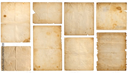 Aged paper sheets, various sizes and conditions