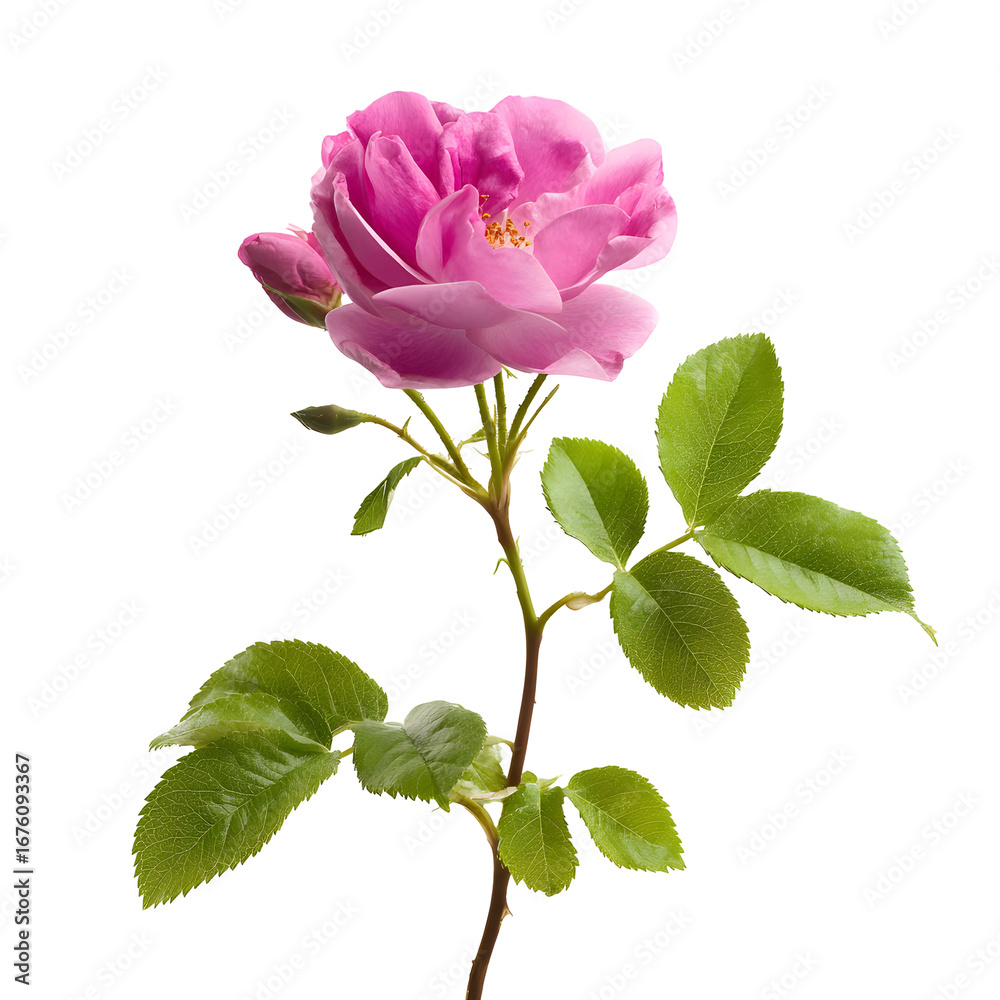 Fototapeta premium Captivating close-up of a vibrant pink rose against a stark black background