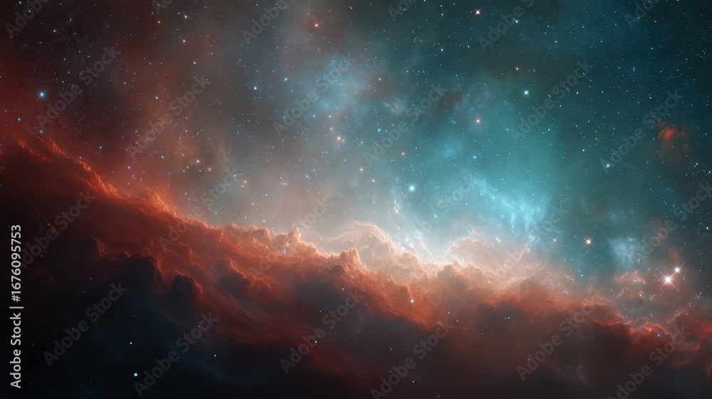 Fototapeta premium Dramatic Nebula with Distant Galaxies Filling the Space Canvas