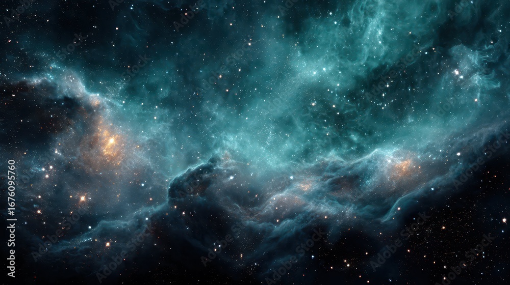 Obraz premium Dramatic Space Nebula with Distant Galaxies and Cosmic Wonders