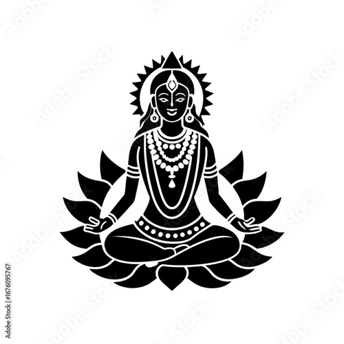 a vector of lakshmi in the madhubani style  charac