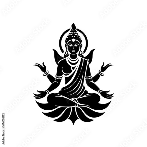 calligraphy style vector where lakshmi is drawn wi