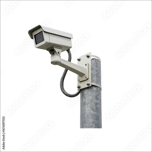 Surveillance Camera Mounted on a Metal Pole for Security Monitoring and Public Safety Providing Constant Vigilance and Protection Against Crime with Modern Technology