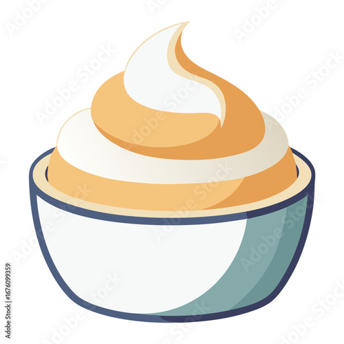 A bowl of creamy deliciousness an animated vector illustration of pudding