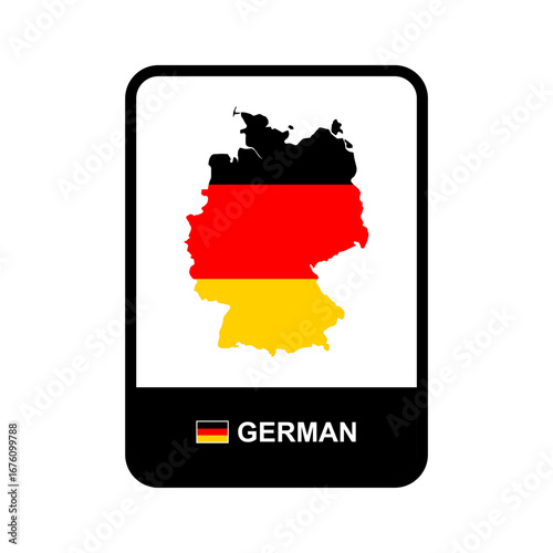 Germany Map with National Flag Colors, German Country Symbol and Vector Design
