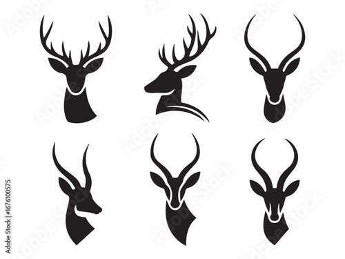  animals silhouette set  deer icon logo design
