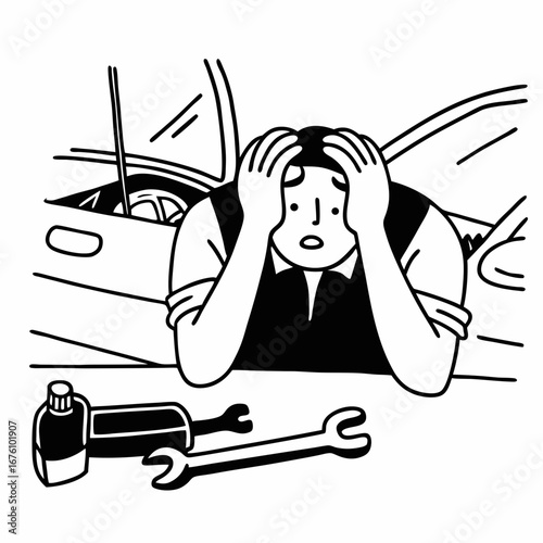 man with car