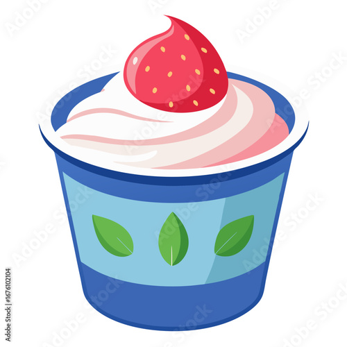 Delicious strawberry parfait in a cute container ready to be eaten soon