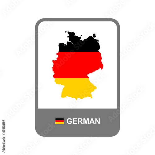 Germany Map with National Flag Colors, German Country Symbol and Vector Design