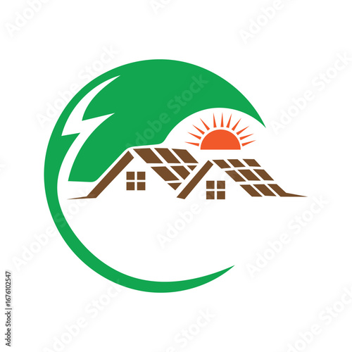 electricity backup power solar panel colorful silhouette vector icon design