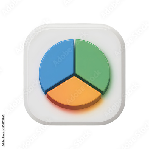 Free Download Modern pie chart icon with three colorful segments and soft shadows transparent background png - GFXLoad