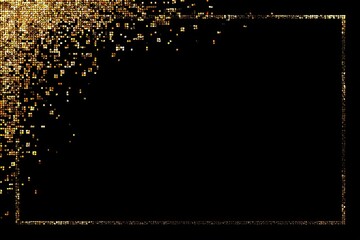 Gold glitter confetti bursts from a corner frame