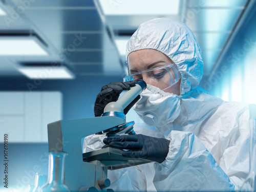 Woman lab technician using ...