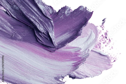 Abstract paint strokes in shades of purple and white. A close-up view of thick, textured brushstrokes, creating a dynamic and vibrant visual effect