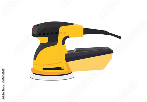 Orbital Sander Vector Illustration Isolated on White Background – Woodworking Power