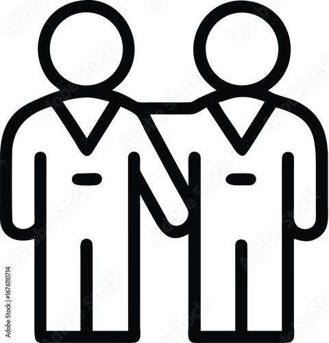 Vector art of two people standing together with one persons arm around the others shoulder
