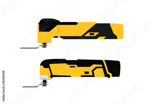 Oscillating Multi Tool Vector Illustration Isolated on White Background – Woodworking Power Tool