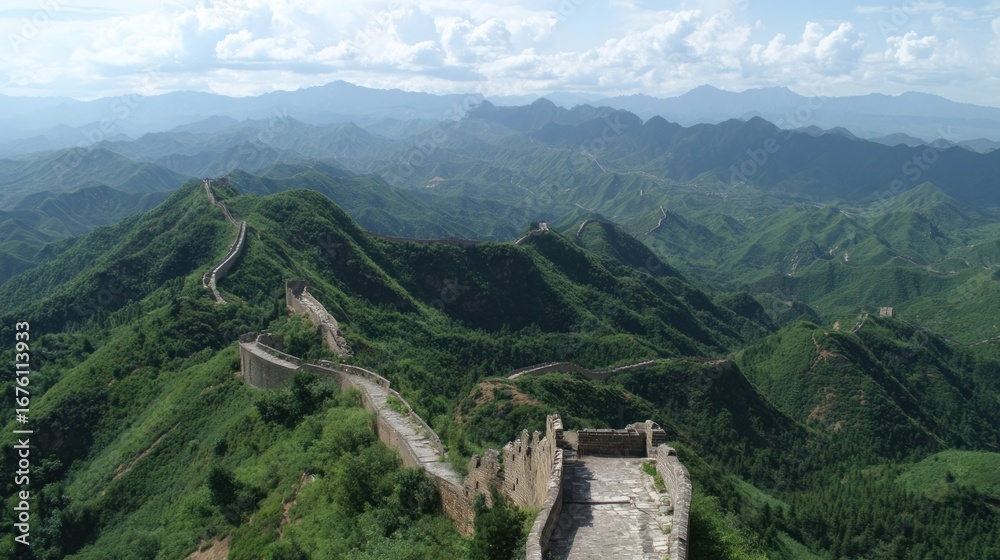 Obraz premium Panoramic view of the Great Wall