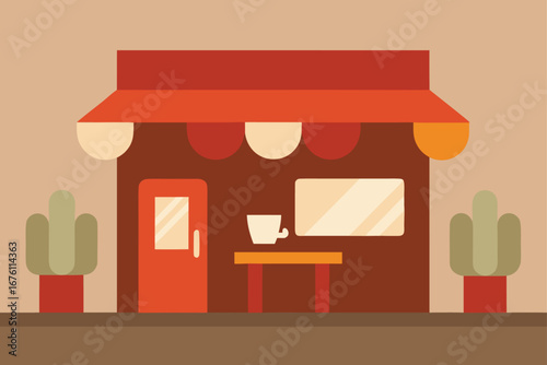 blurred cafe background.
