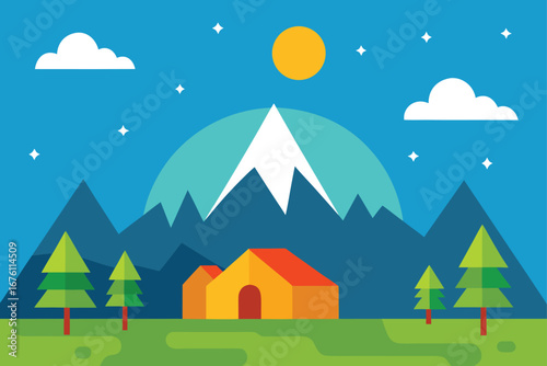 winter landscape vector illustration