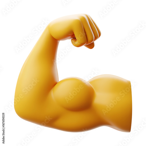Yellow emoji flexing bicep arm showing muscle strength and power