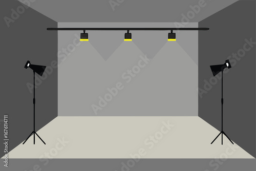 empty studio with lights.