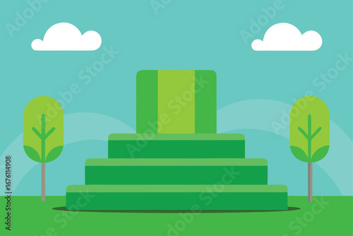green springtime podium on background