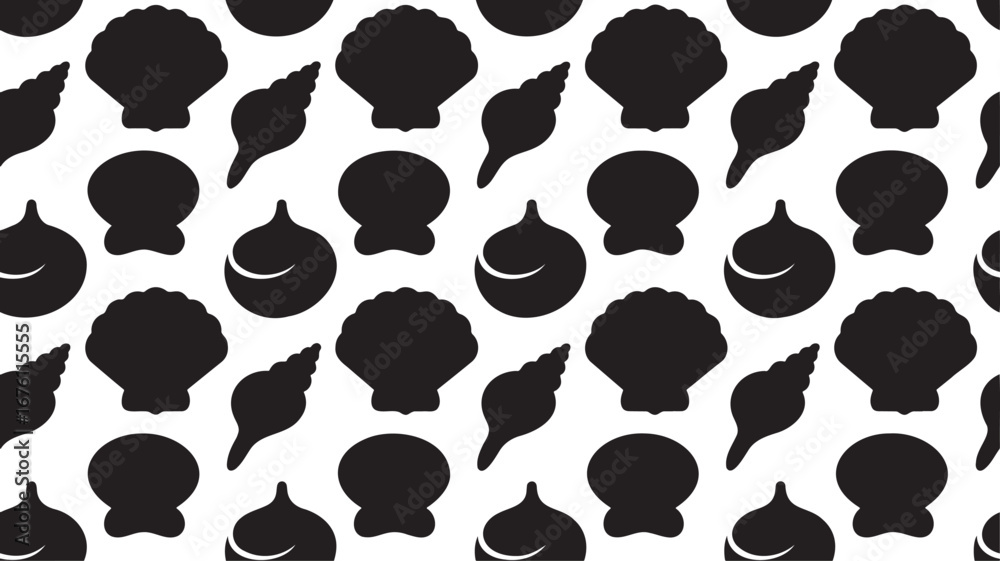 Fototapeta premium Seamless Black Silhouette Pattern Collection – Minimal Vector Shapes on Transparent Background