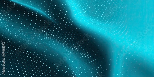 Abstract teal digital texture with flowing, dotted lines