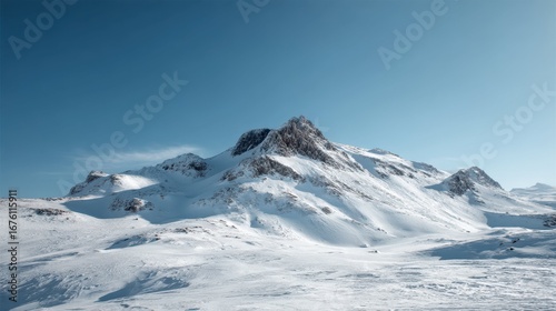 Wallpaper Mural Snowy Mountaintop Under Clear Sky with Vast White Landscape Torontodigital.ca