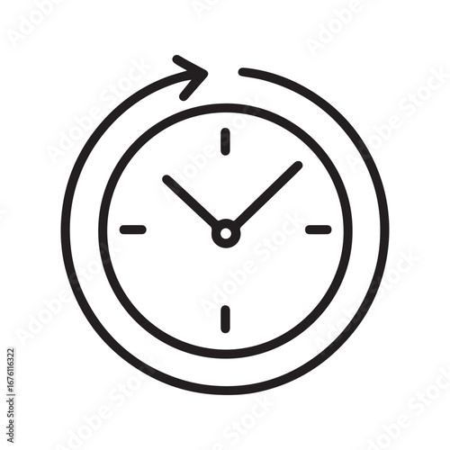Abstract Circular Clock Symbol Black and White
