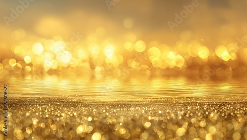 Golden glitter background with bokeh