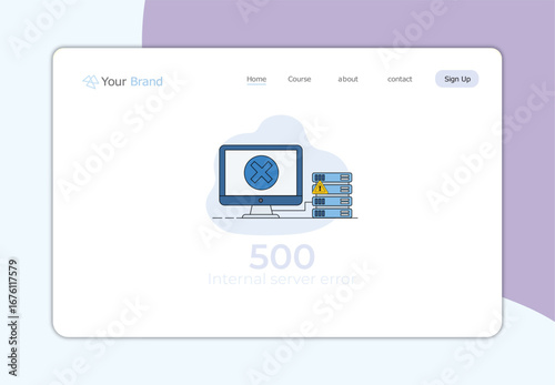 Web landing page template for a 500 internal server error page