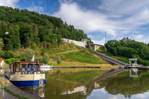 view of the landmark inclined plane at Saint-Louis and Arviller on the Marne-Rhine Canal in France