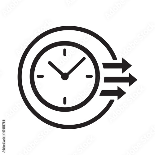 Abstract Circular Clock Symbol Black and White