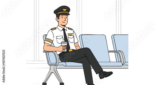 Pilot Relaxing While Waiting at the Airport