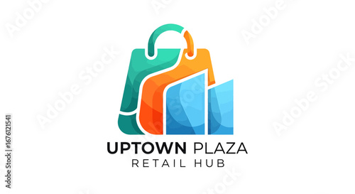 Retail Hub Logo Design, Shopping, Uptown Plaza, Digital Art, Modern Environment, Graphic Viewpoint, Branding Concept