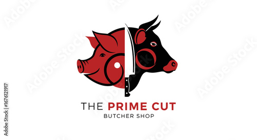 The Prime Cut Butcher Shop Logo Design, Business Branding, Graphic Environment, Professional Viewpoint, Culinary Concept