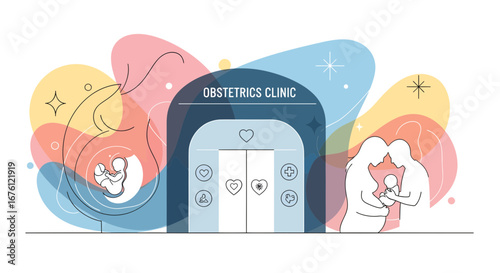 Family Moments at an Obstetrics Clinic, Tender Emotions in a Modern Healthcare Setting