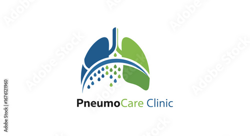 PneumoCare Clinic Logo Design, Graphic Artwork, Digital Environment, Professional Viewpoint, Healthcare Concept