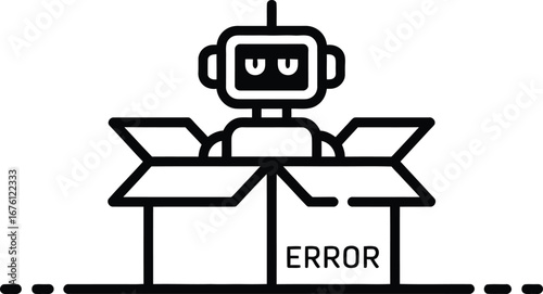 Robot error concept illustration vector ai system failure box