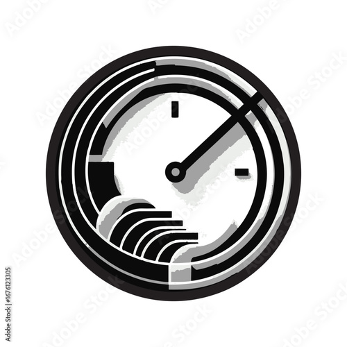 Abstract Circular Clock Symbol Black and White